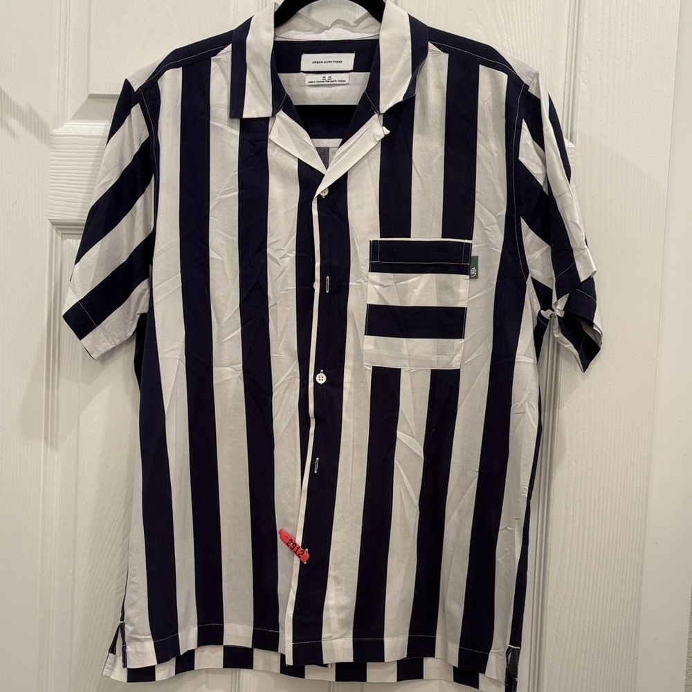 Urban Outfitters Navy and White Striped Shirt